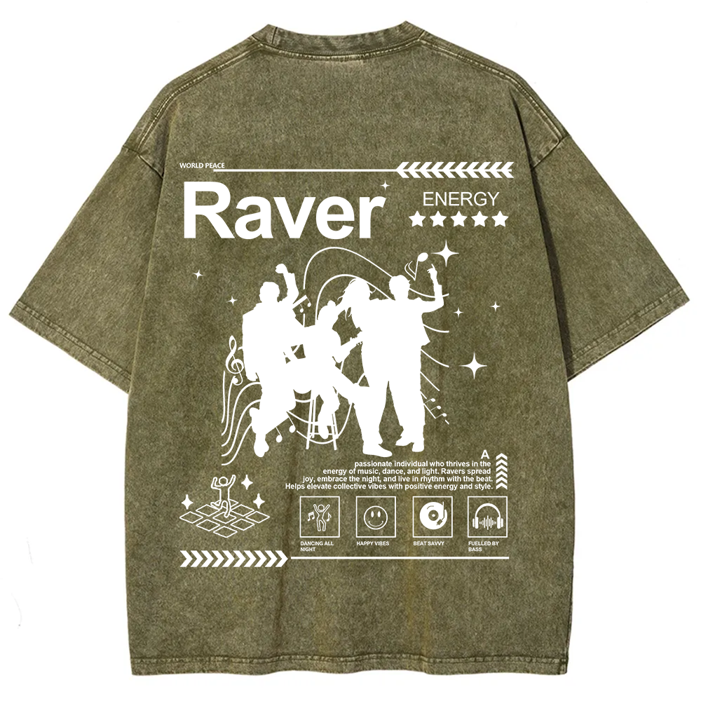 Raver Unisex Fit Washed T-Shirt