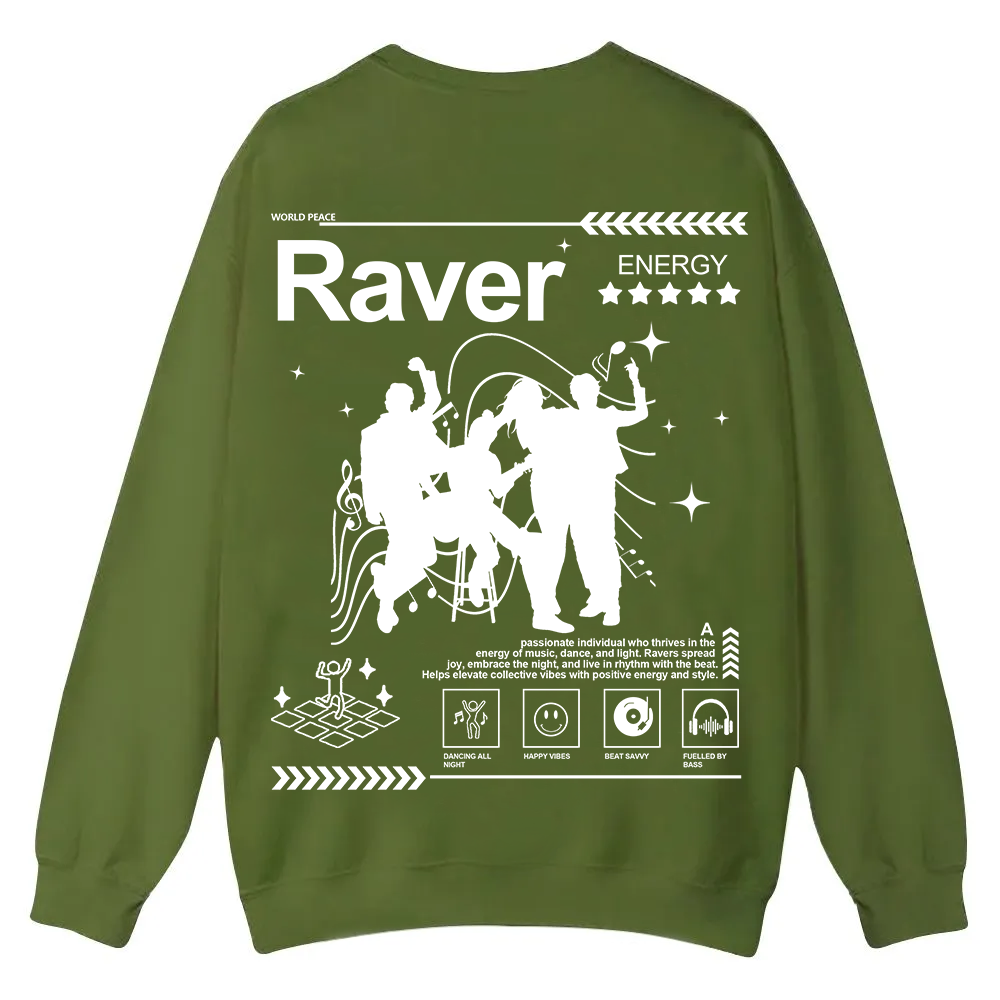 Raver Casual Crewneck Sweatshirt wearishow
