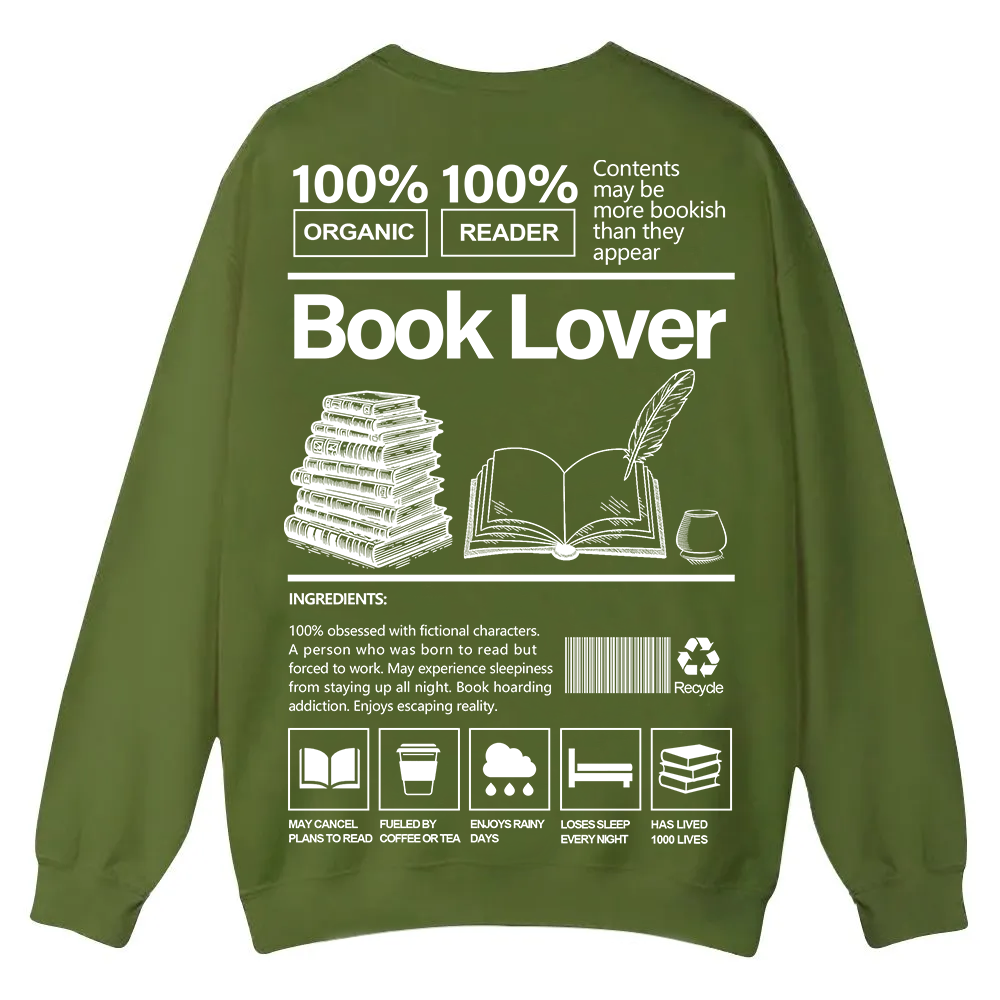 Book Lover Casual Crewneck Sweatshirt wearishow