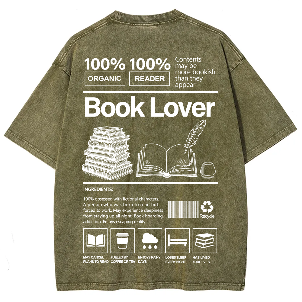 Book Lover Unisex Fit Washed T-Shirt