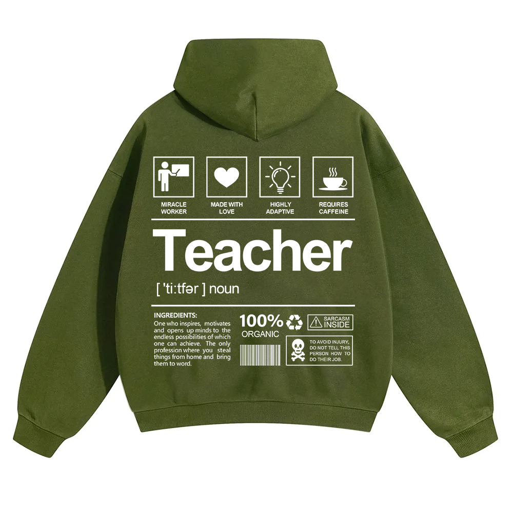 Teacher Unisex Solid Color Hoodie wearishow