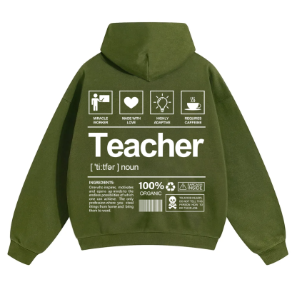 Teacher Unisex Solid Color Hoodie wearishow