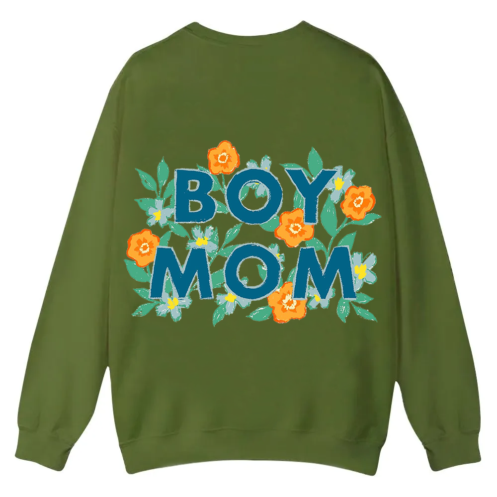 Boy Mom Casual Crewneck Sweatshirt wearishow