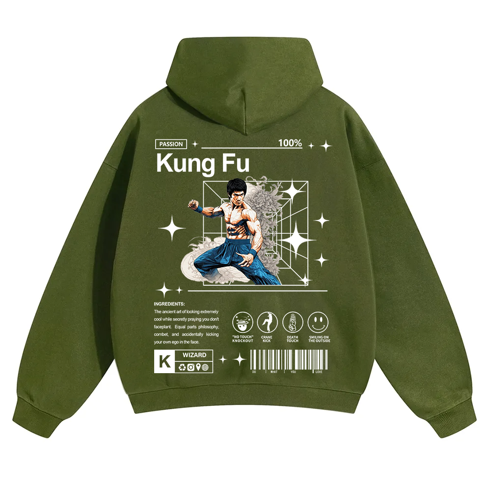 Kung Fu Unisex Solid Color Hoodie wearishow