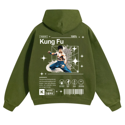Kung Fu Unisex Solid Color Hoodie wearishow