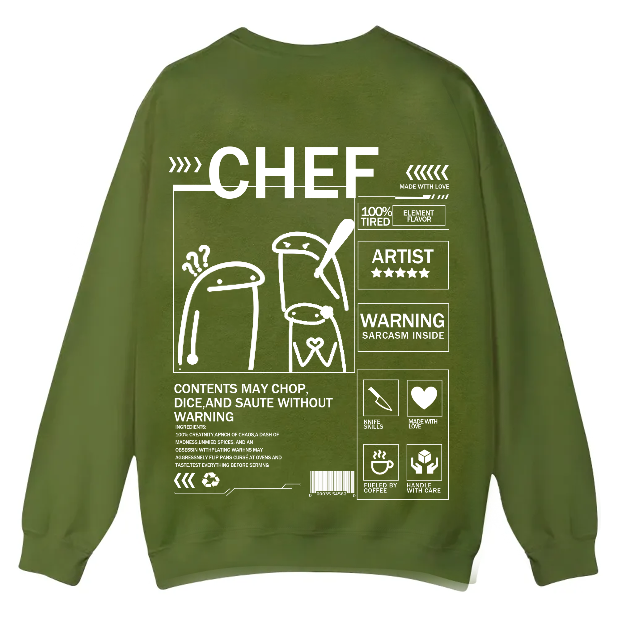 Chef Solid Color Unisex Casual Crewneck Sweatshirt