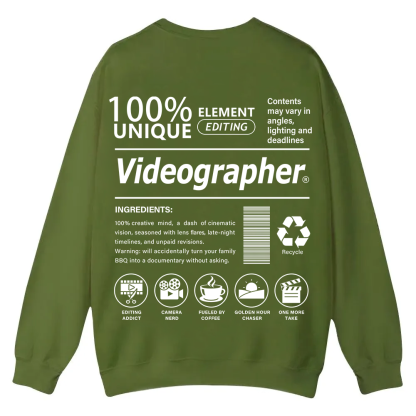 Videographer Casual Crewneck Sweatshirt wearishow wearishow