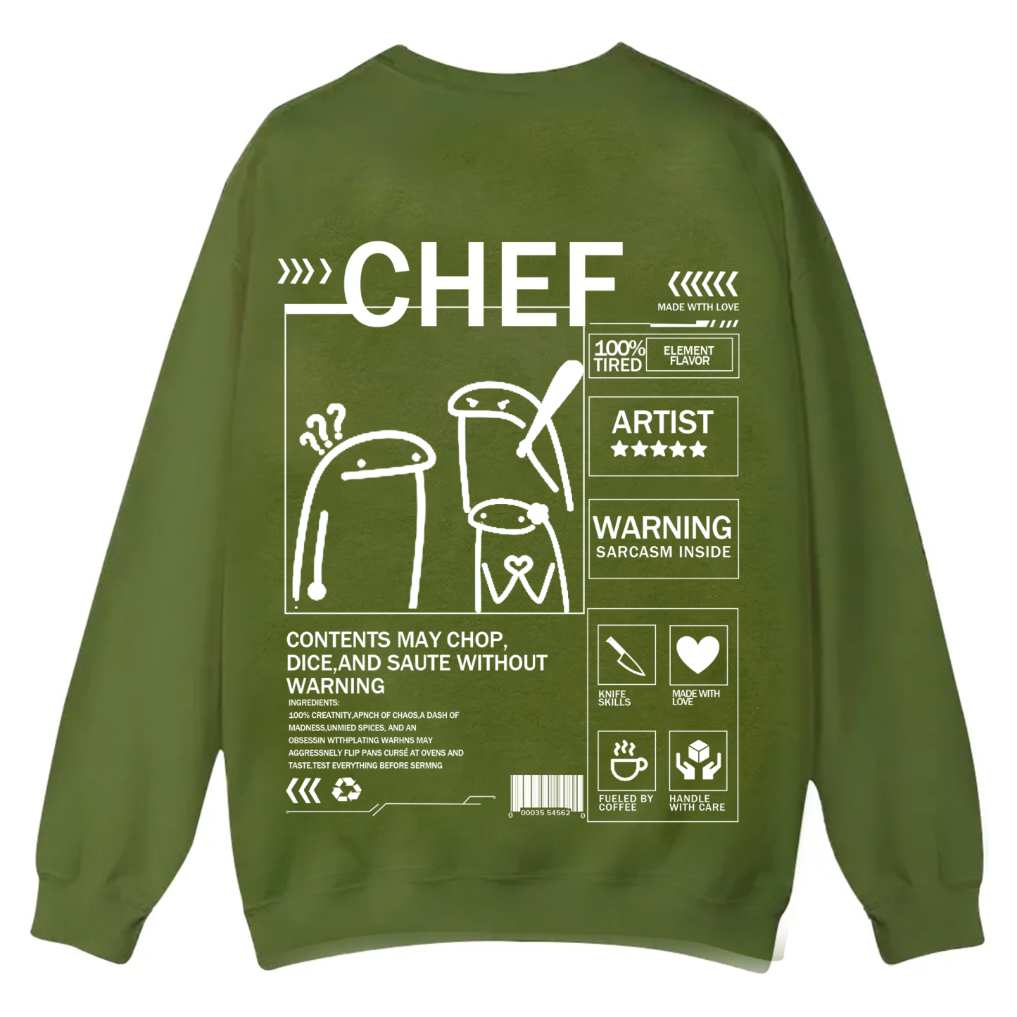 Chef Solid Color Unisex Casual Crewneck Sweatshirt