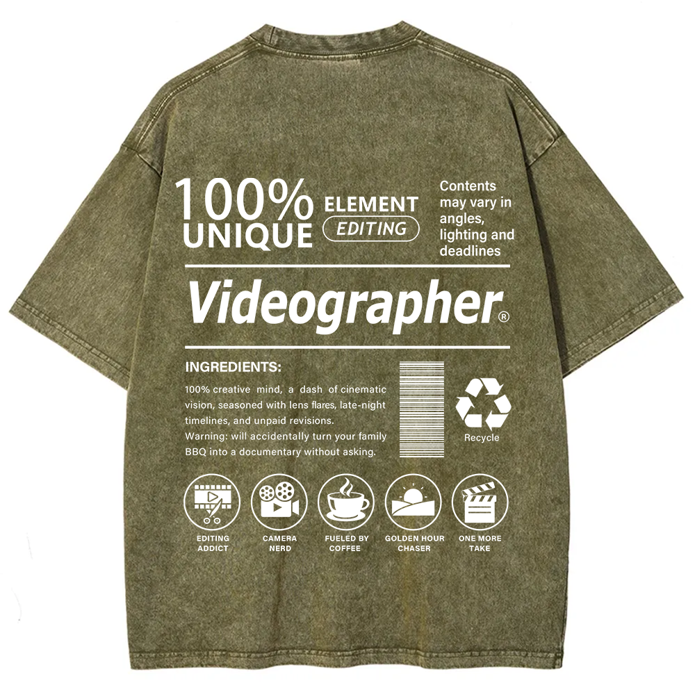 Videographer Unisex Fit Washed T-Shirt