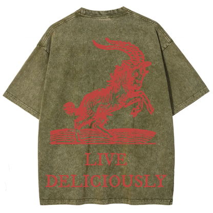 Unisex Vintage Washed The Witch Live Deliciously  T-Shirt