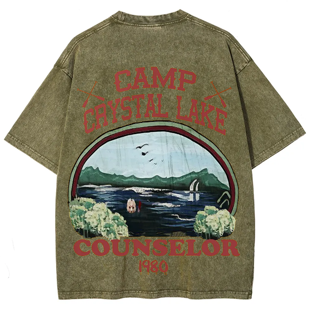 Unisex Camp Crystal Lake Print Crew Neck Casual T-Shirt