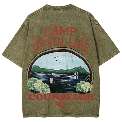 Unisex Camp Crystal Lake Print Crew Neck Casual T-Shirt