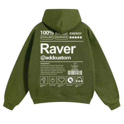 Addcustom Raver Solid Color Hoodie wearishow