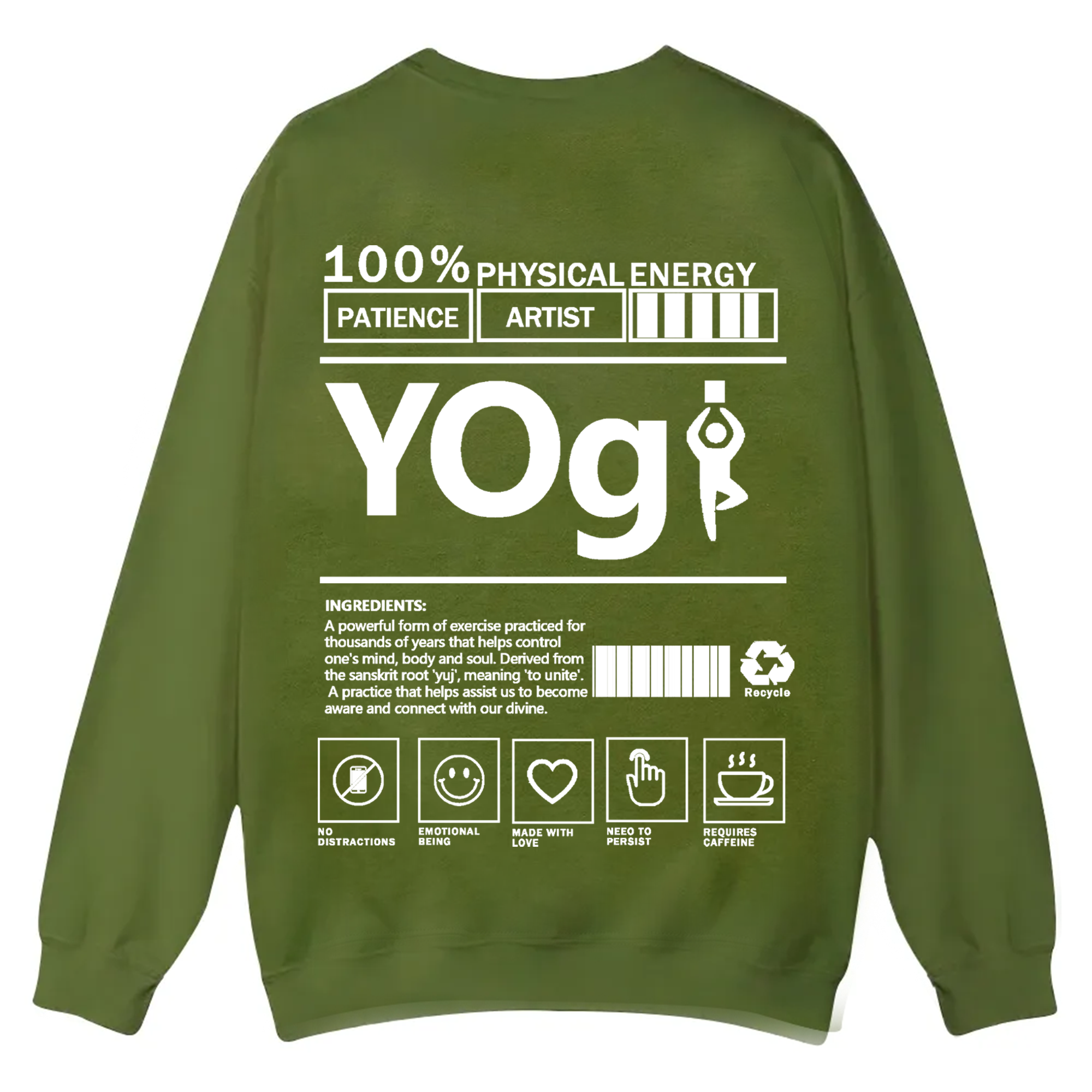 Yogi Solid Color Unisex Casual Crewneck Sweatshirt
