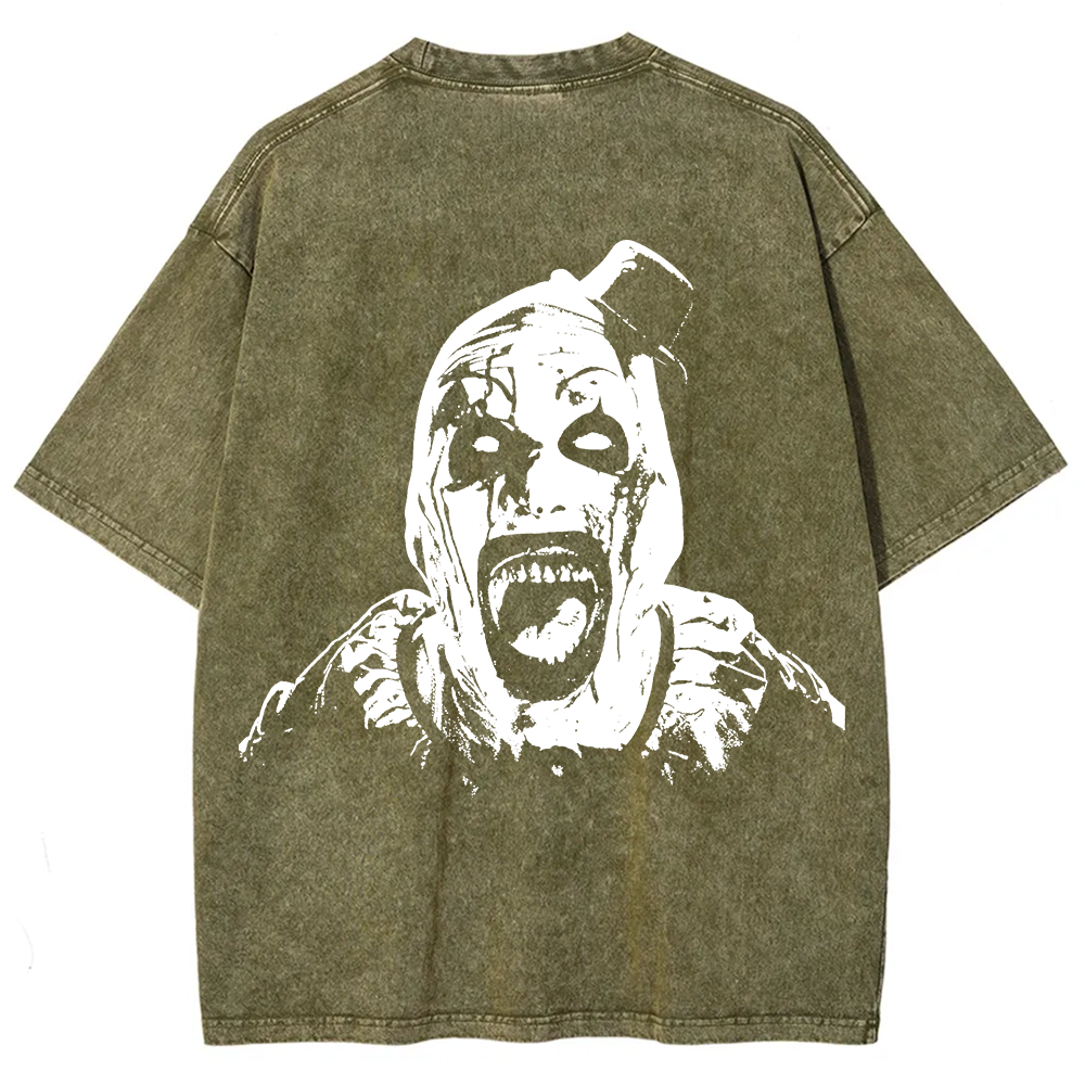  Unisex Vintage Washed Terrifier 3 Art The Santa Clown T-shirt