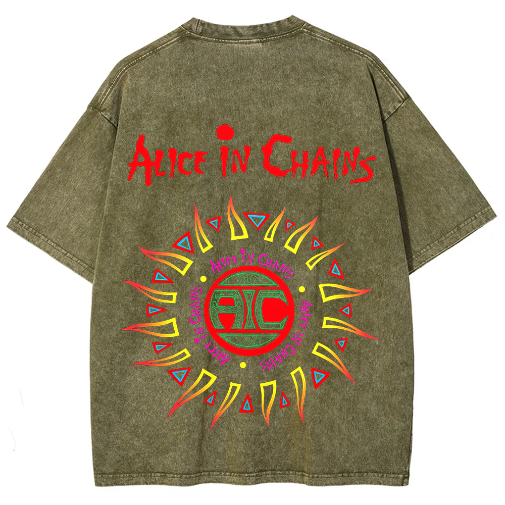  Unisex Vintage Alice in Chains Washed  T-shirt