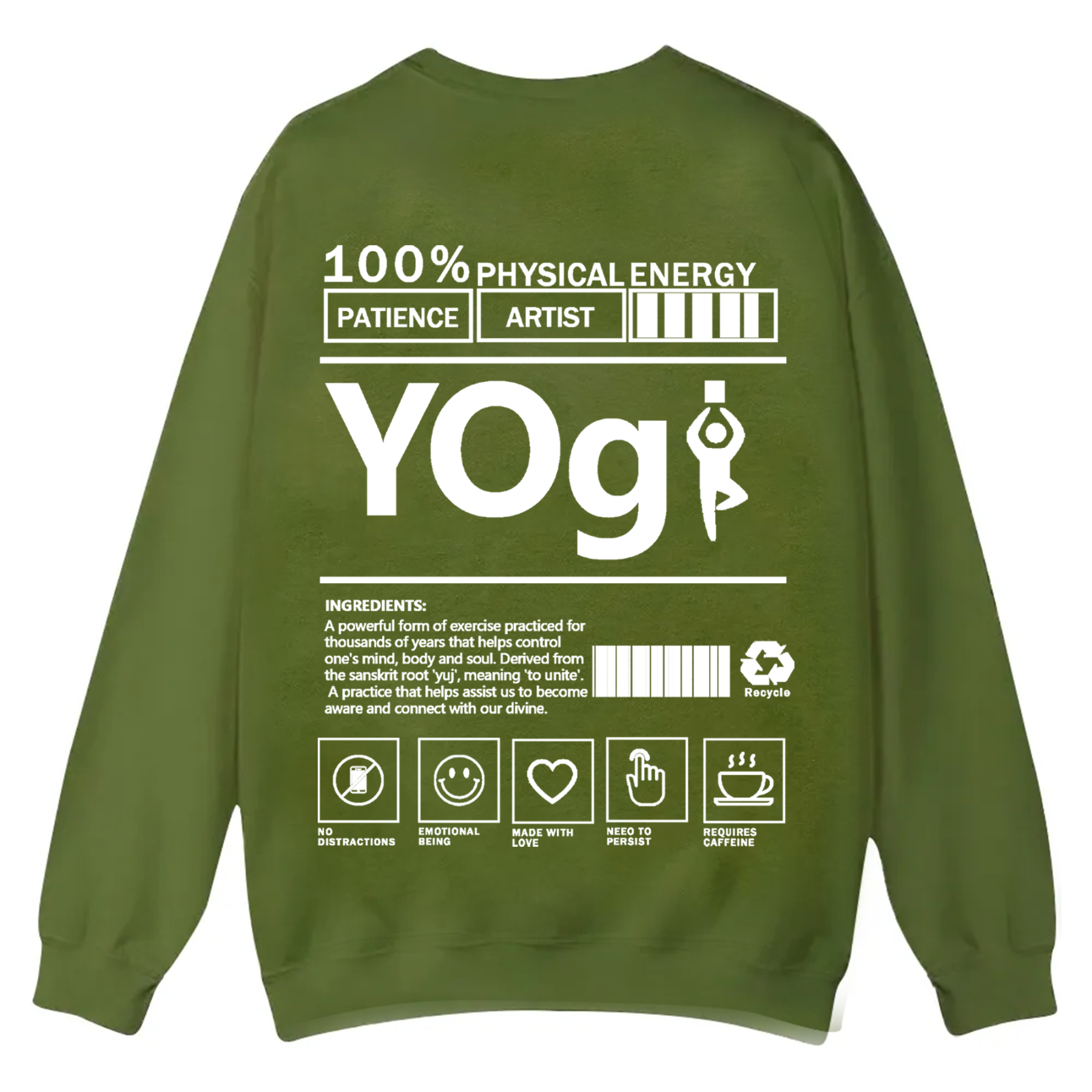Yogi Solid Color Unisex Casual Crewneck Sweatshirt
