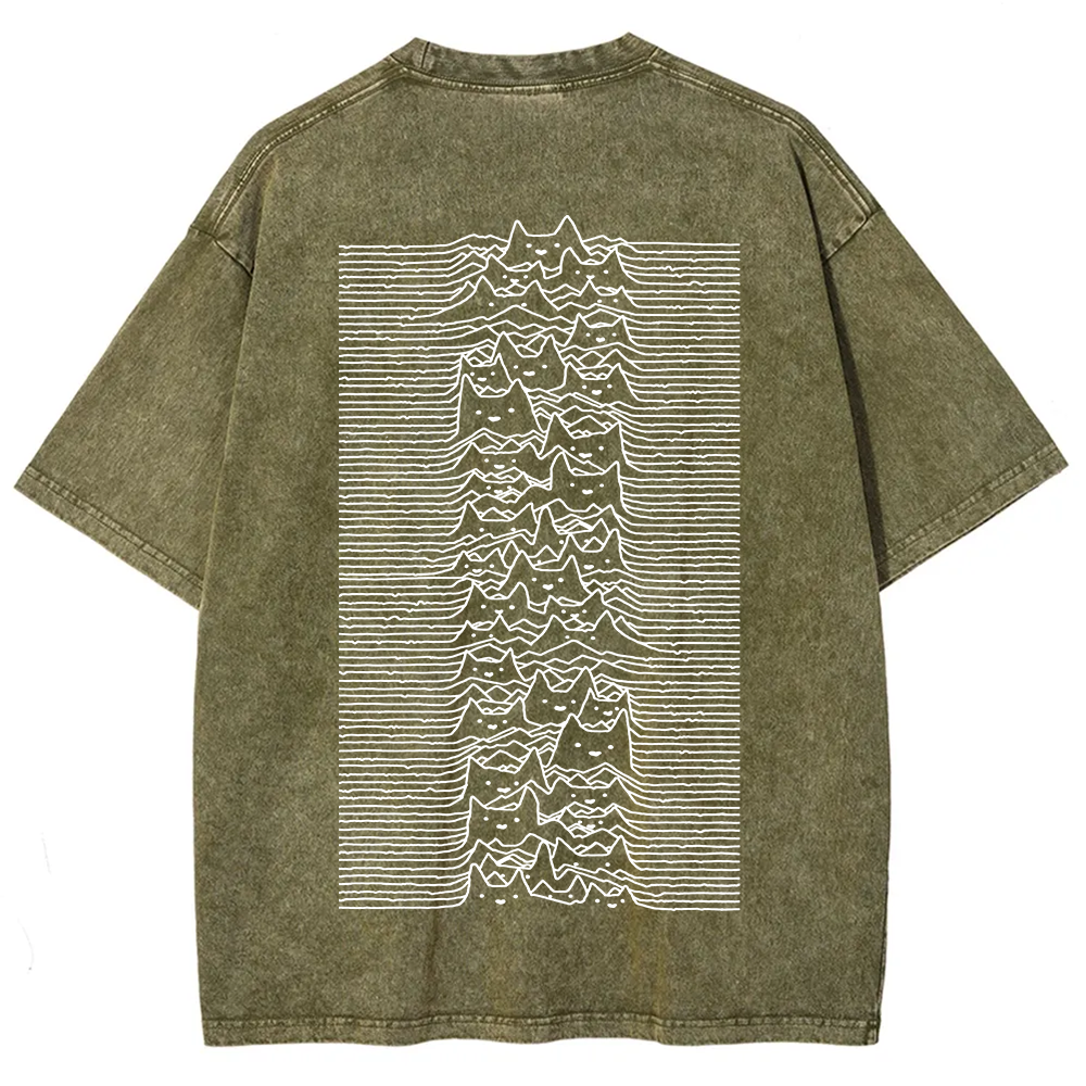 Unisex Vintage Washed Joy division Cat T-shirt