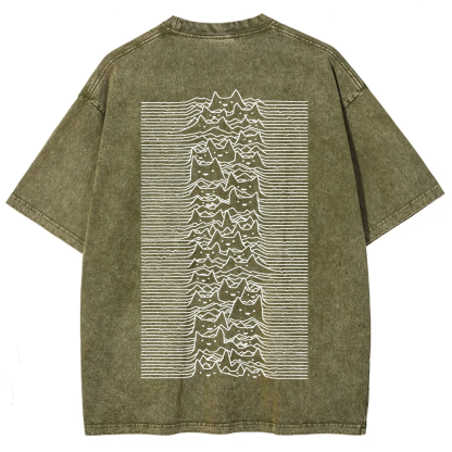 Unisex Vintage Washed Joy division Cat T-shirt