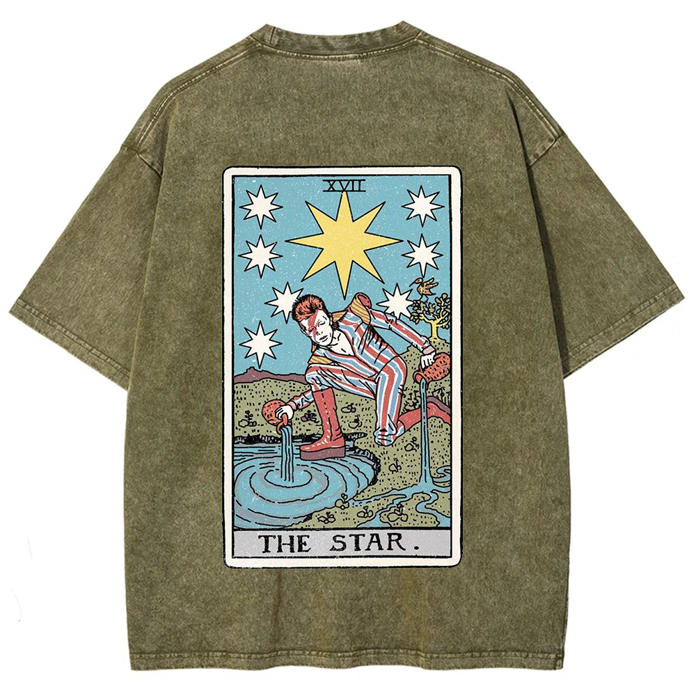 Unisex Vintage Washed The Star David Bowie Tarot Card T-shirt