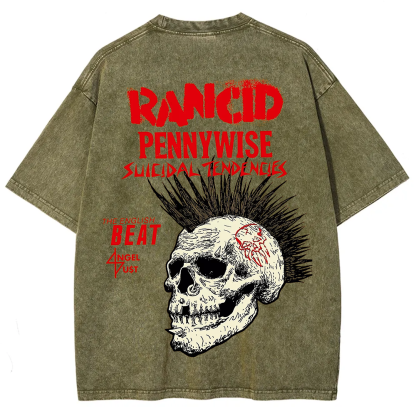 Rancid Skull Print Casua T-Shirt