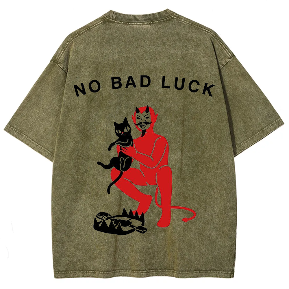 Unisex Cat No Bad Luck Print T-Shirt