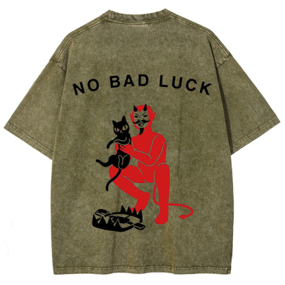Unisex Cat No Bad Luck Print T-Shirt