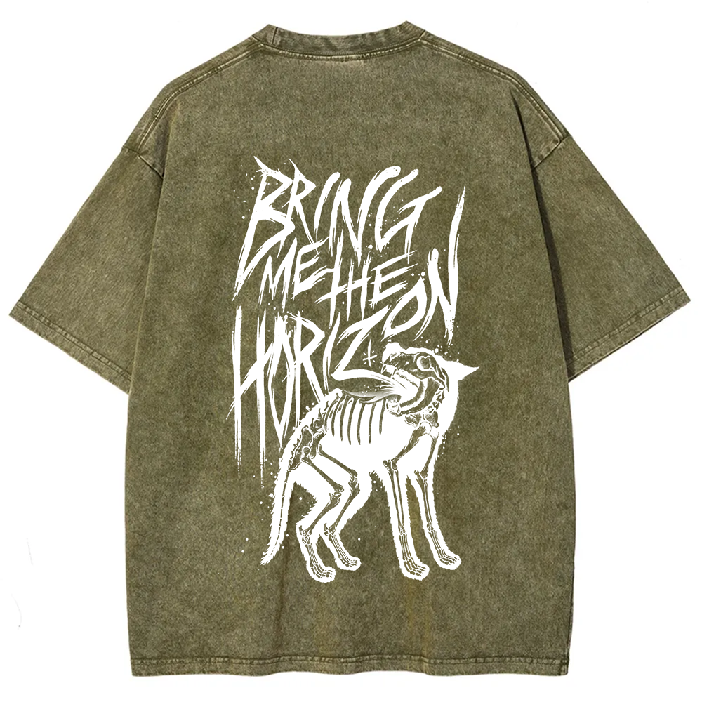 Unisex Vintage Washed Bring Me the Horizon Rock Band T-Shirt