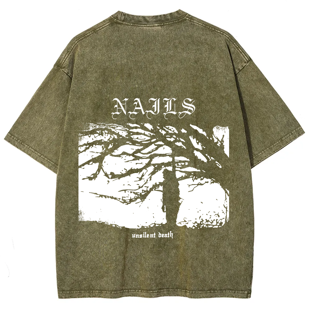 Nails Band Unsilent Death Vintage Washed T-Shirt