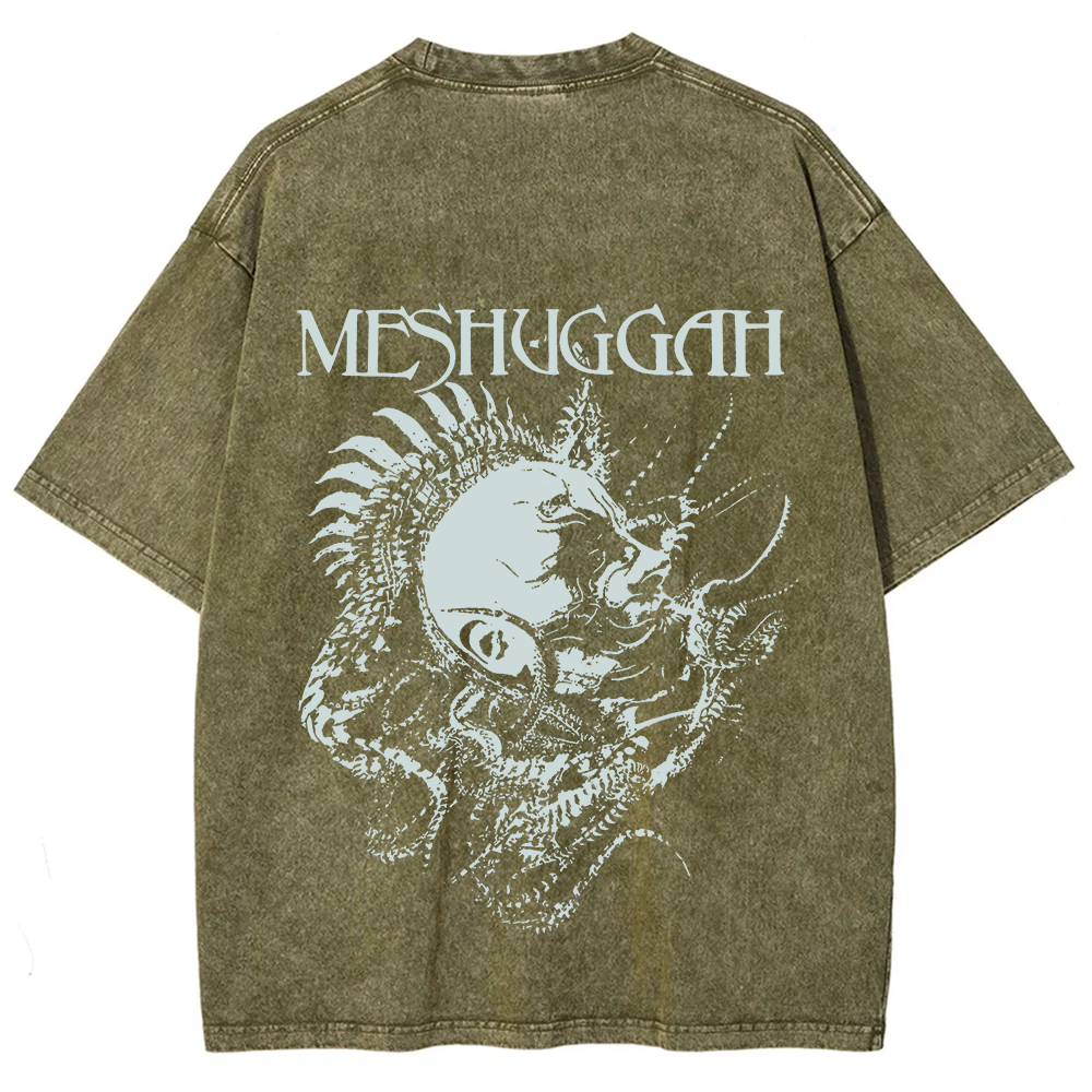 Unisex Vintage Washed Meshuggah Metal Band T-Shirt
