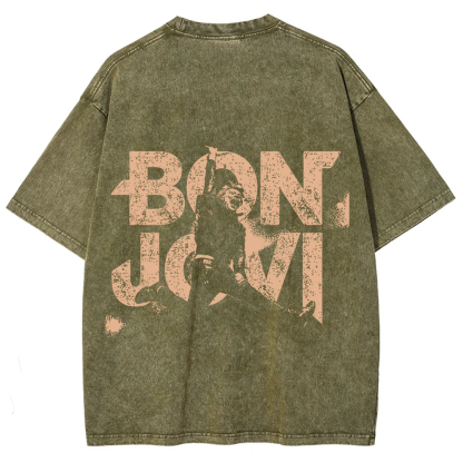 Unisex Vintage Washed Bon Jovi T-Shirt