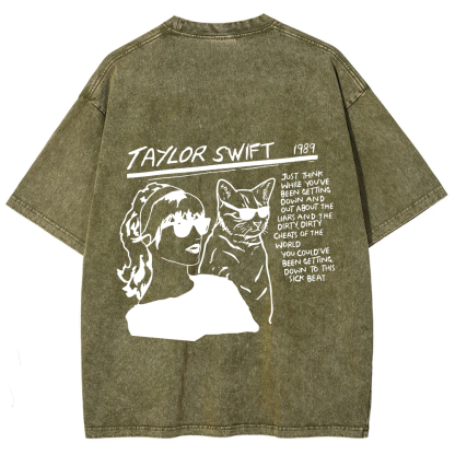 Unisex Casual Taylor Swift Singer Cat Printed T-Shirt