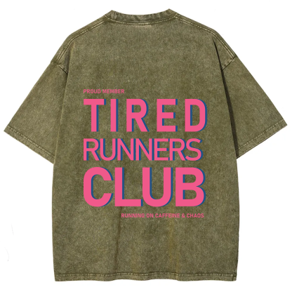 Tired Runners Club Unisex Fit Washed T-Shirt