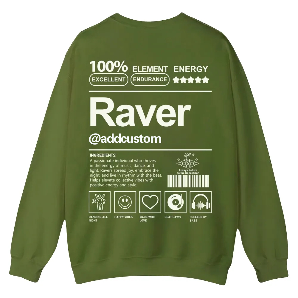 Addcustom Raver Casual Crewneck Sweatshirt wearishow