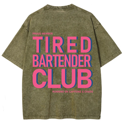 Tired Bartender Club Unisex Fit Washed T-Shirt