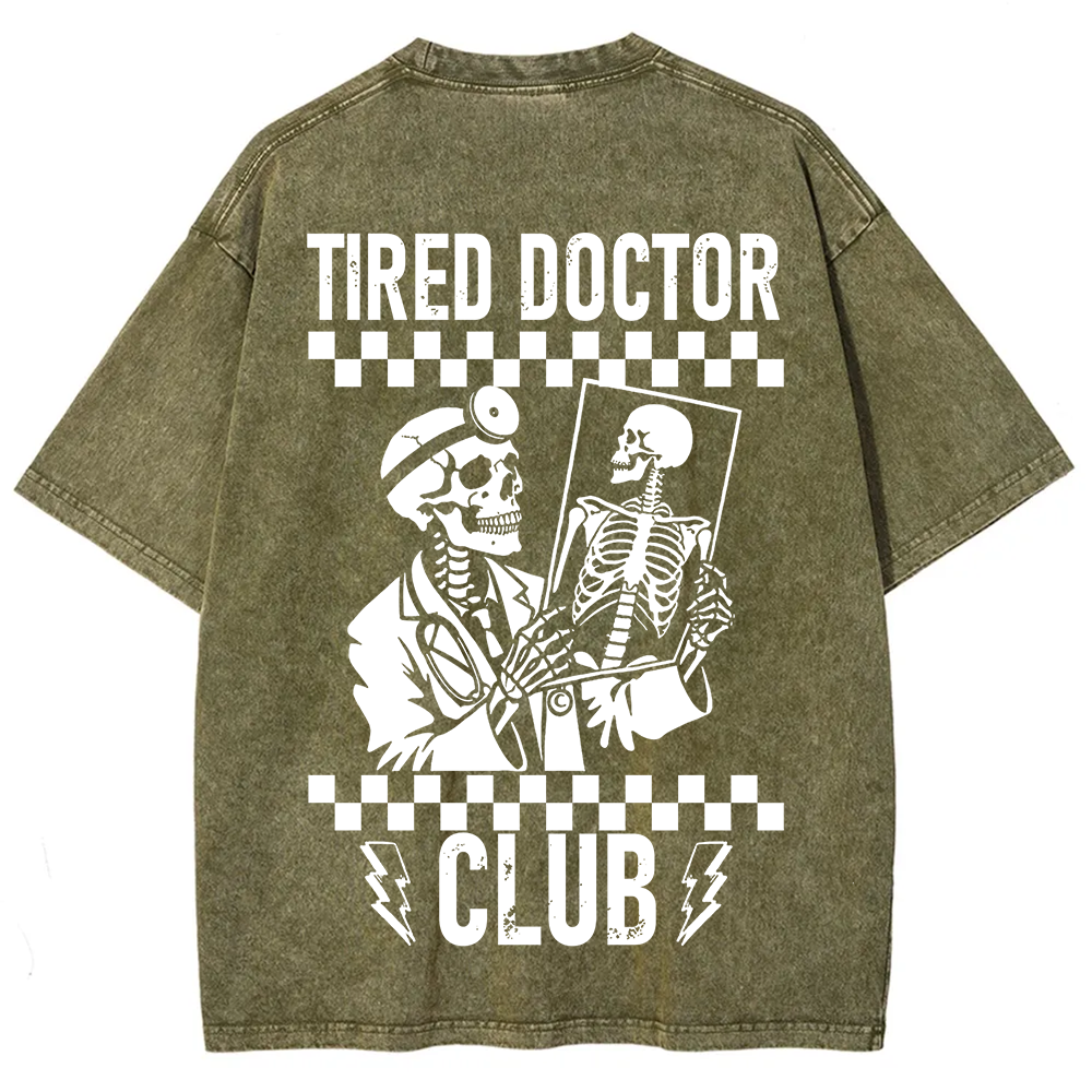 Tired Doctor Club Unisex Fit Washed T-Shirt