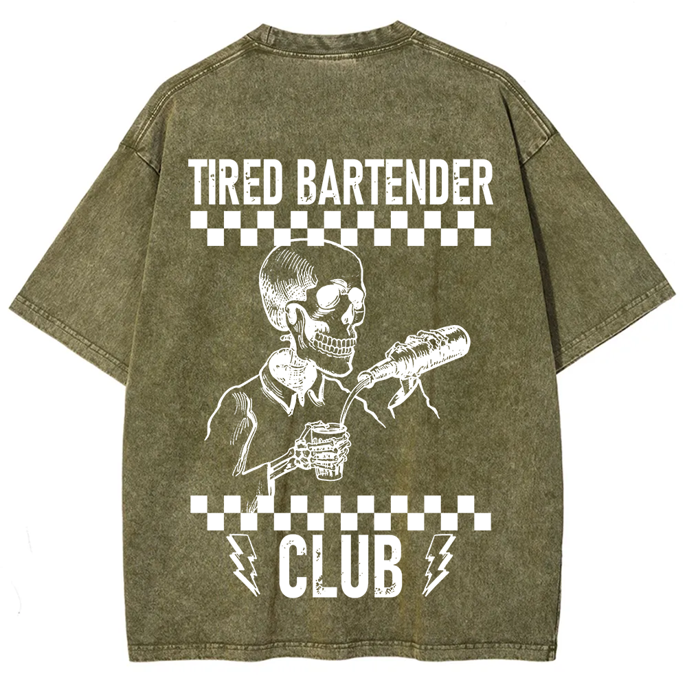 Tired Bartender Club Unisex Fit Washed T-Shirt?