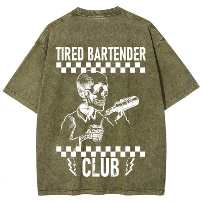 Tired Bartender Club Unisex Fit Washed T-Shirt?
