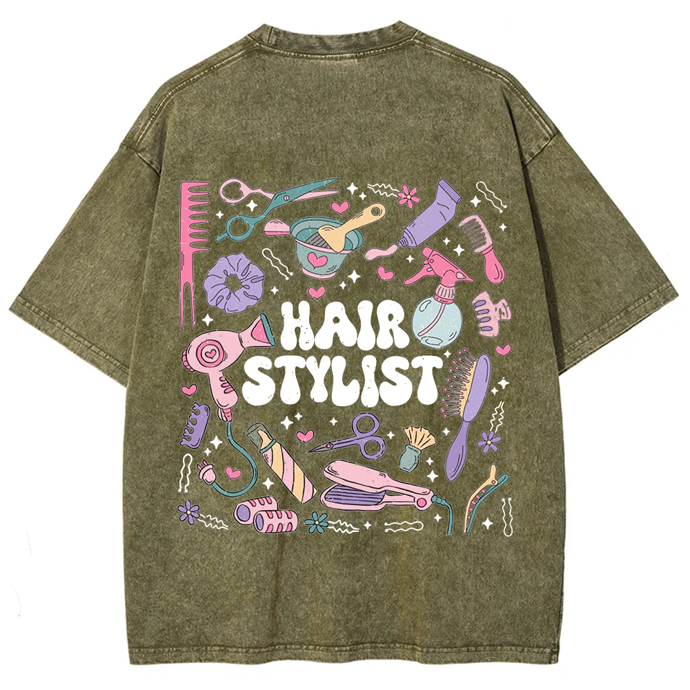 Hair Stylist Unisex Fit Washed T-Shirt