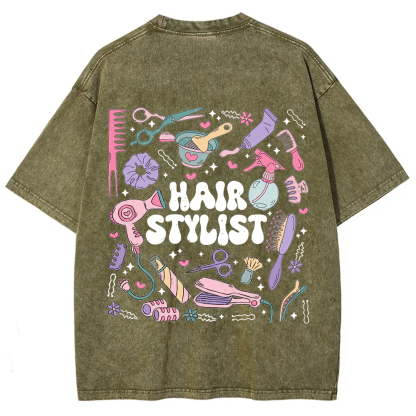 Hair Stylist Unisex Fit Washed T-Shirt