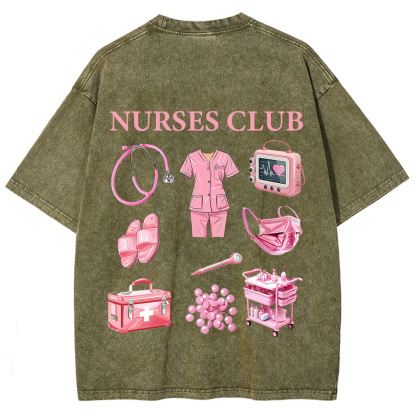 Nurses Club Unisex Fit Washed T-Shirt