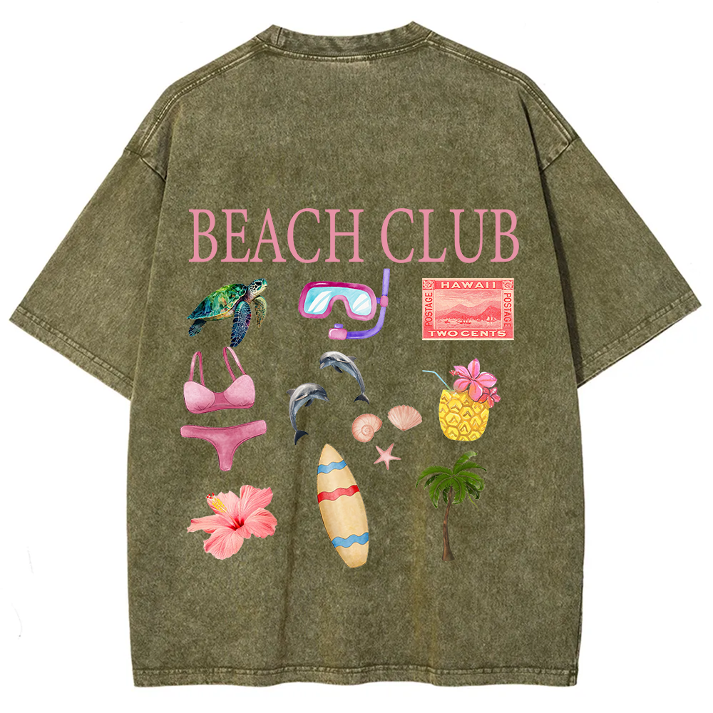 Beach Club Unisex Fit Washed T-Shirt
