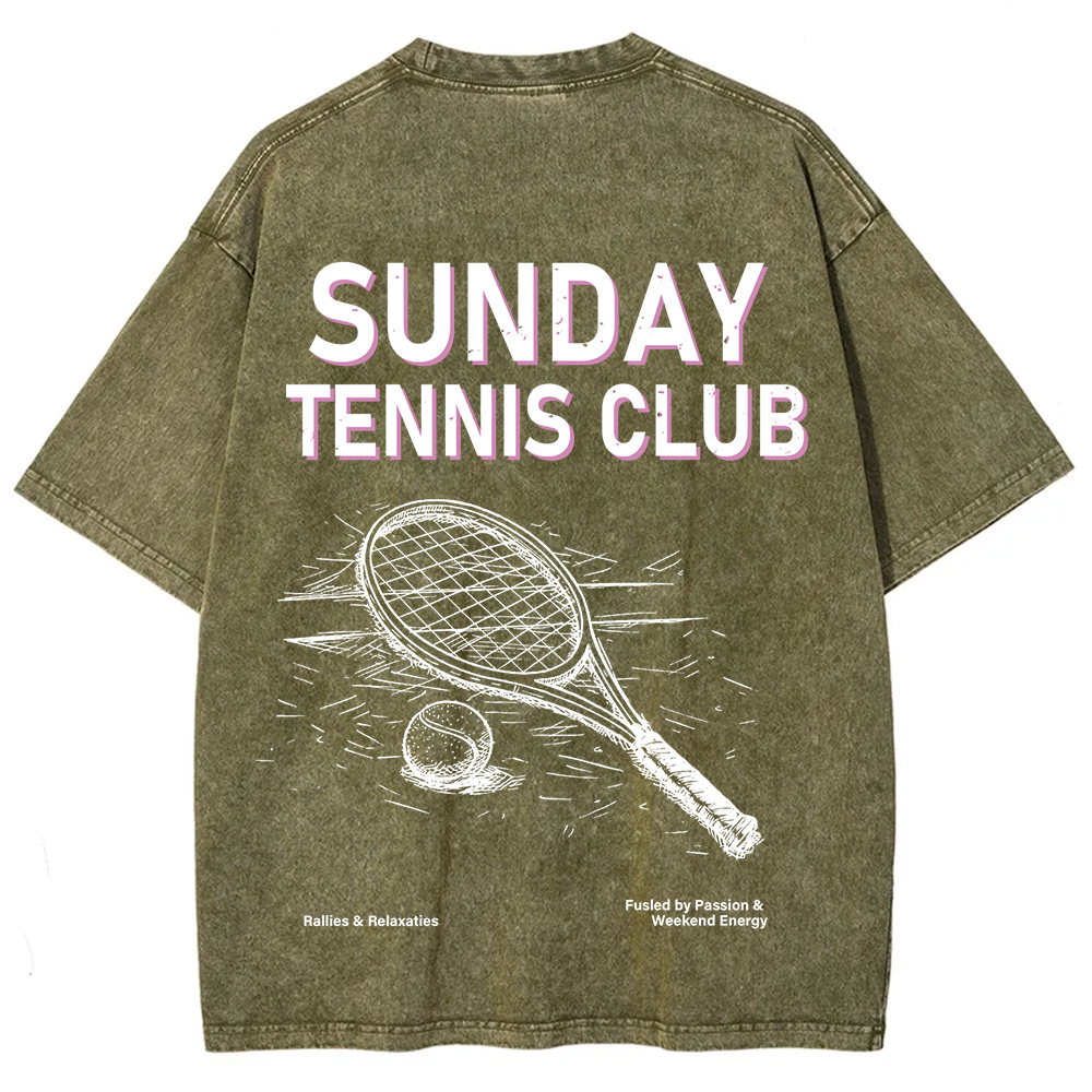 Sunday Tennis Club Unisex Fit Washed T-Shirt