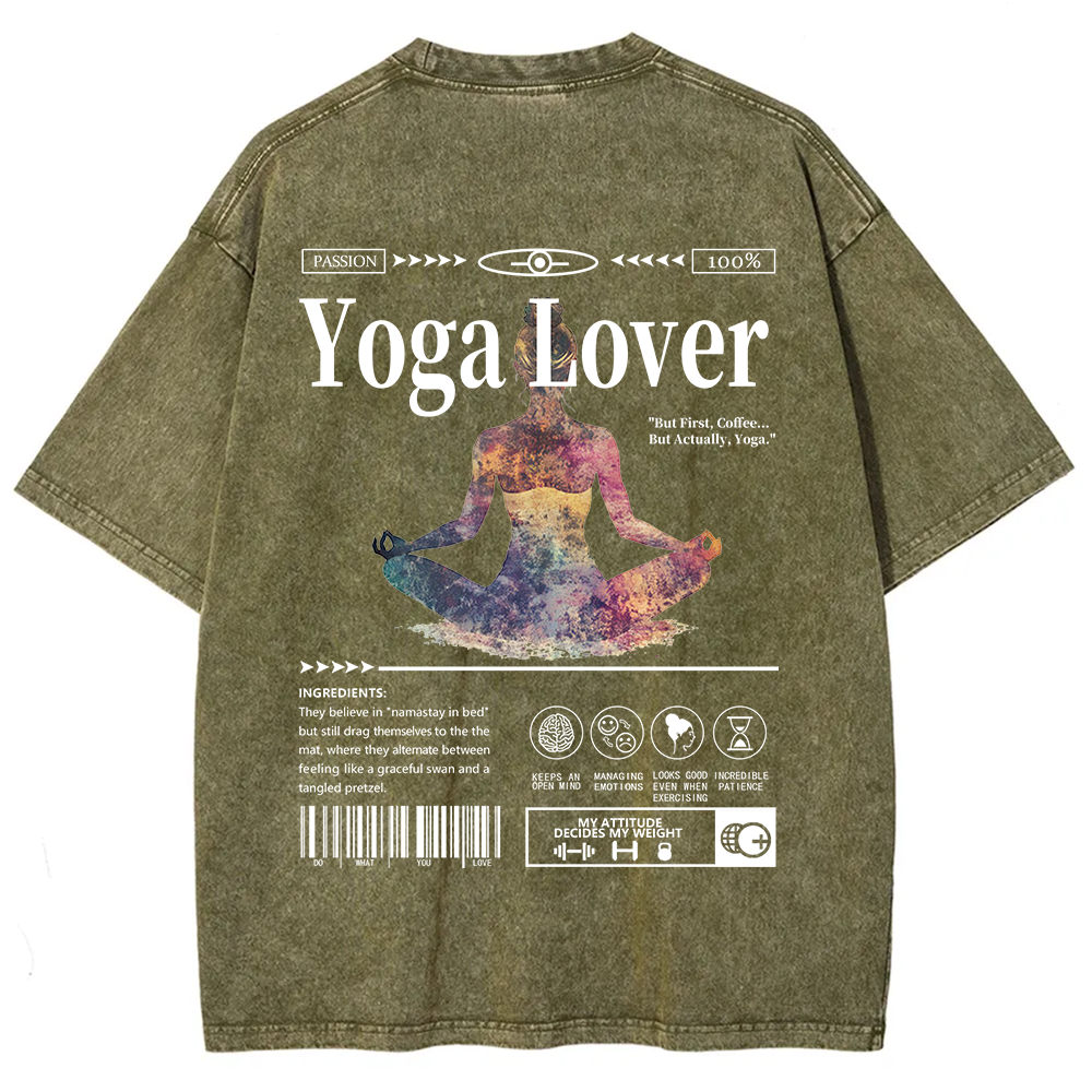 Yoga Lover Casual Washed T-Shirt
