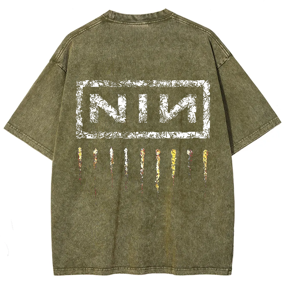 Unisex Vintage Washed Nine Inch Nails Band t-Shirt