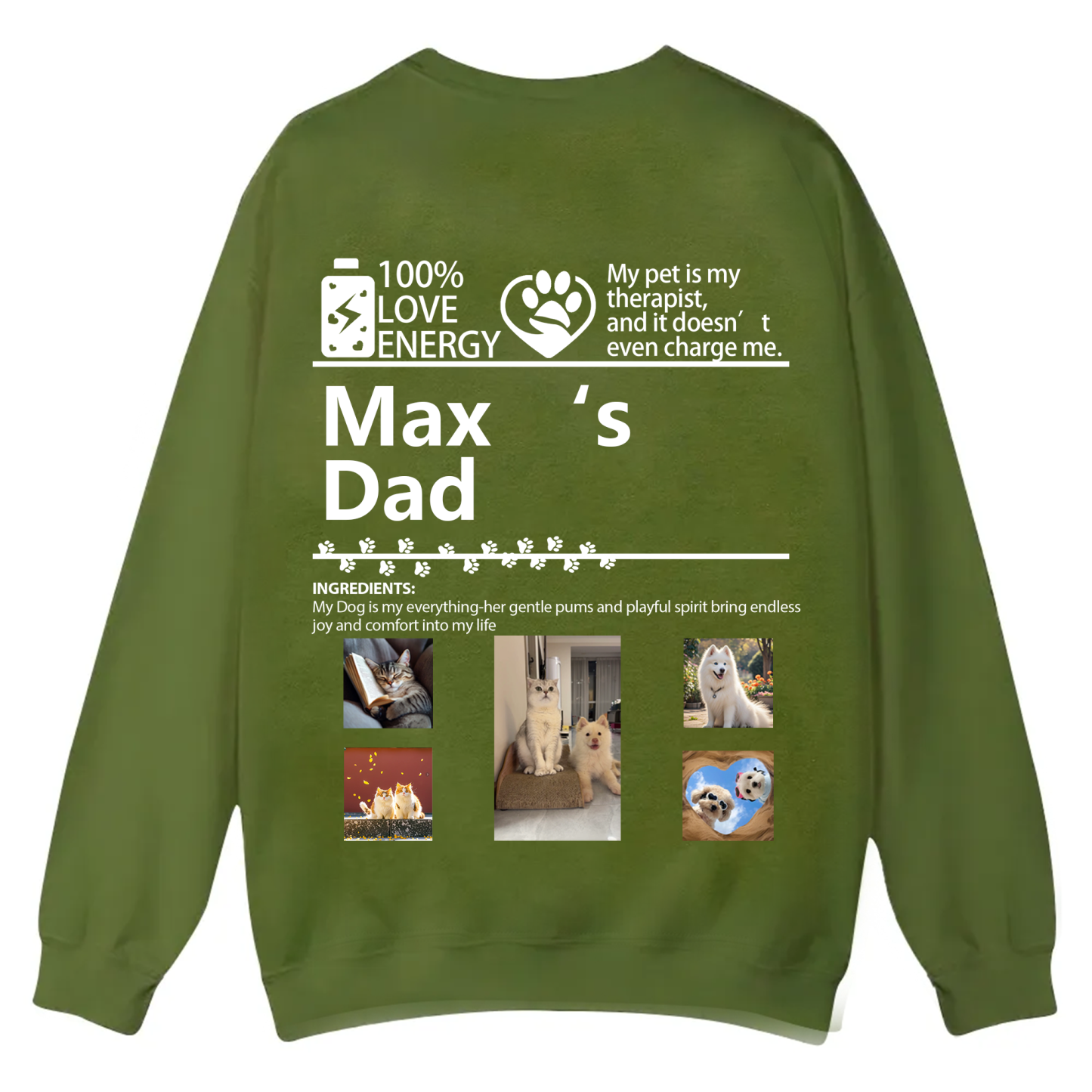 Pets Photos Creative Customized Unisex Casual Crewneck Sweatshirt