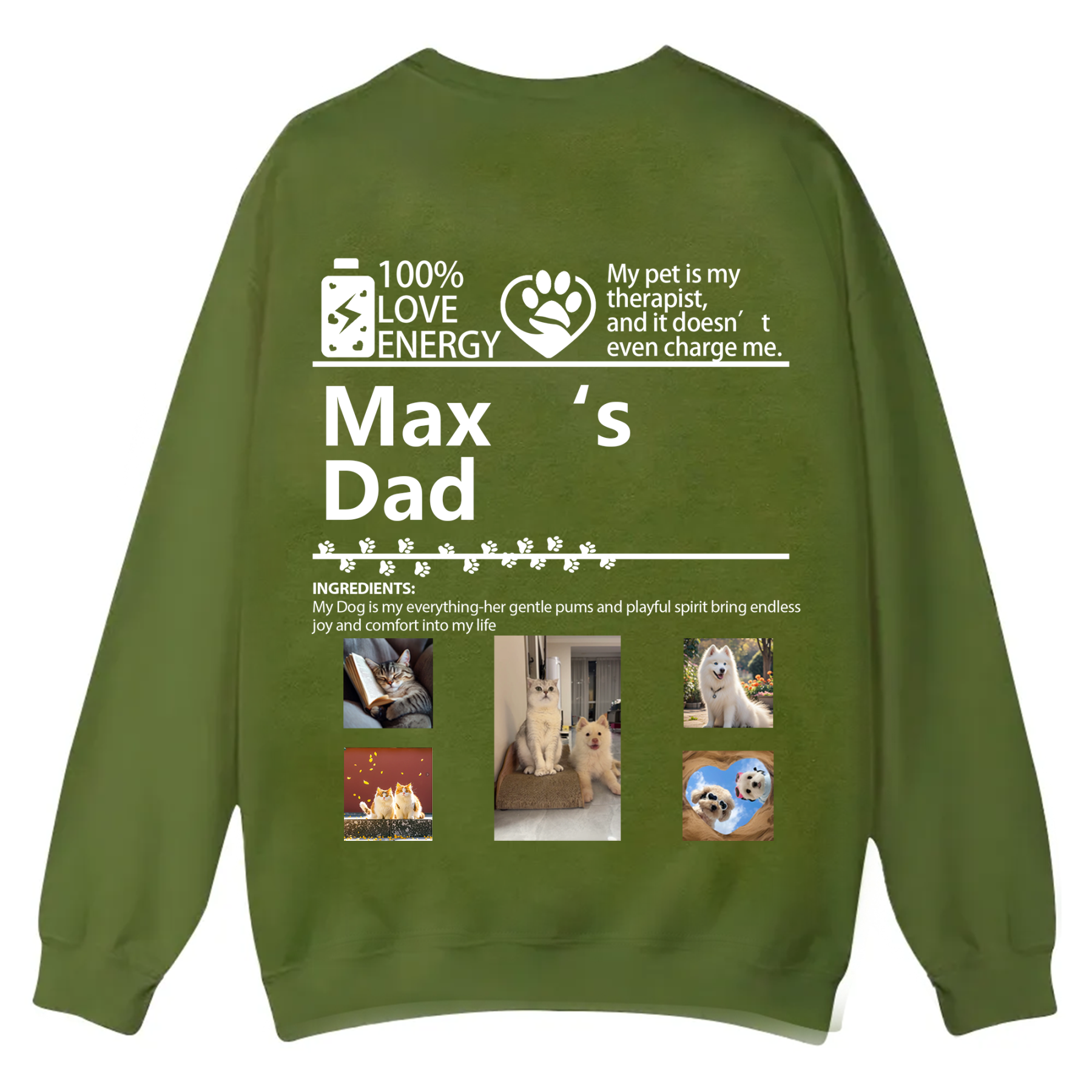 Pets Photos Creative Customized Unisex Casual Crewneck Sweatshirt