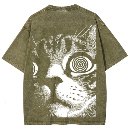 Psychedelic Cat Graphic Print t-Shirt