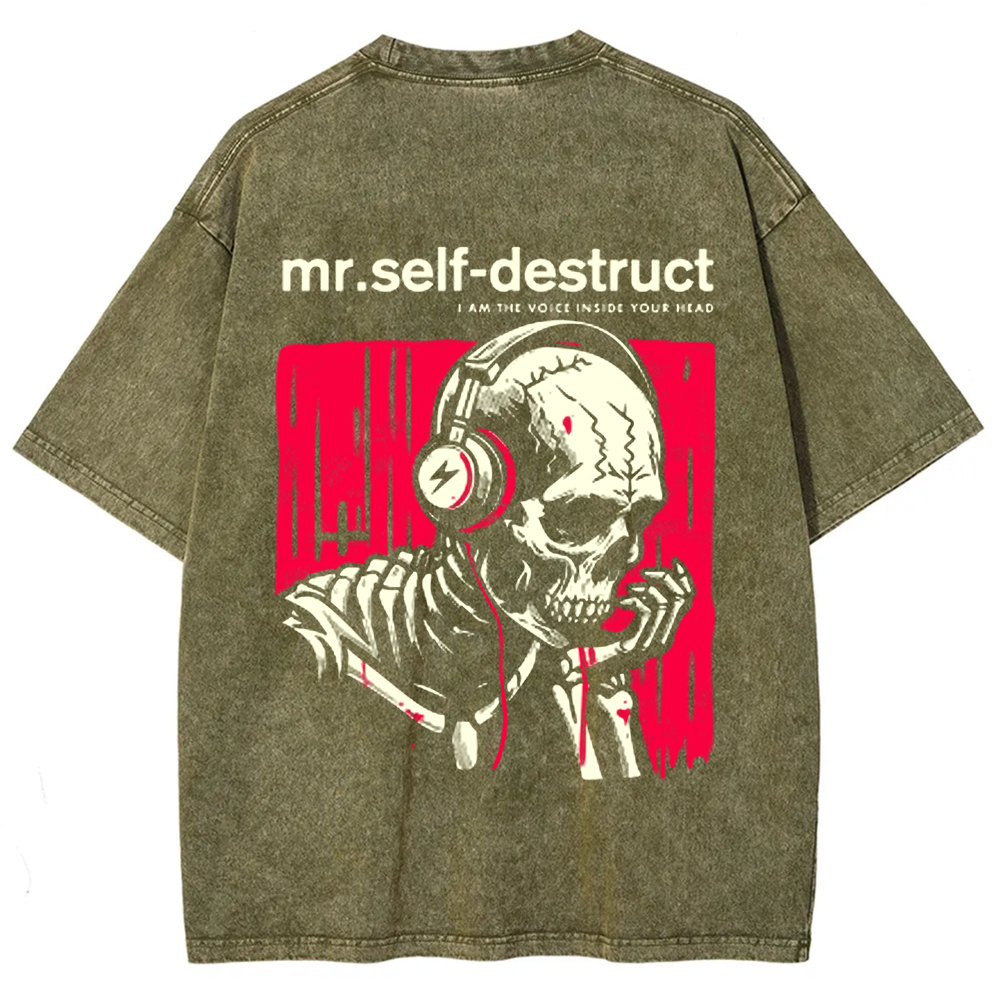 Unisex Washed Nine Inch Nails Mr Self Destruct Music t-Shirt