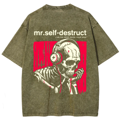 Unisex Washed Nine Inch Nails Mr Self Destruct Music t-Shirt